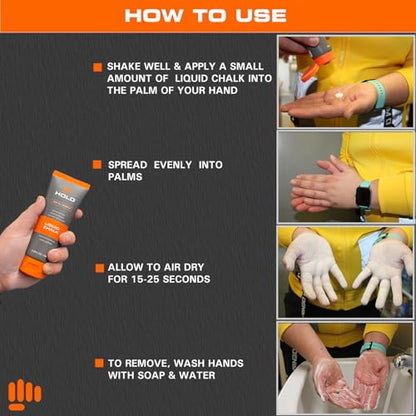 HOLD Liquid Sports Chalk for Climbing, Weightlifting, Gymnastics & Powerlifting – No Additives, Non-Toxic, Sweat-Resistant, Strong Grip Performance - style: Unscented