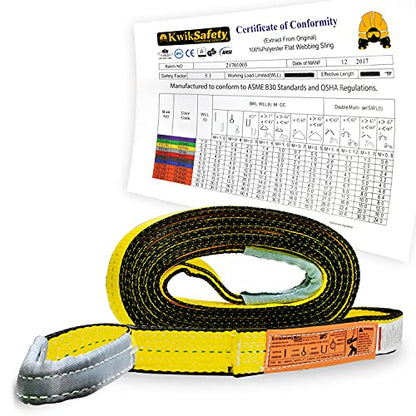 KwikSafety - Charlotte, NC - Mighty Sumo 2”x 30’ Poly Web Sling Lifting Strap Construction ASME OSHA / 6400lbs Vertical 5100lbs Choker 12800lbs Basket/Rigging Moving Towing Hoisting Gear - size: 2"X30' | 6400 lbs