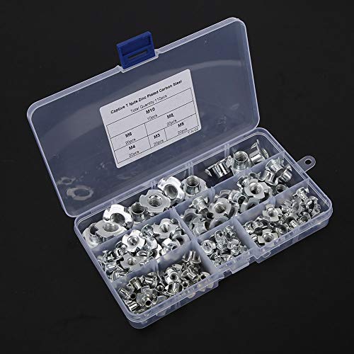 T Nuts, Flat Head Threaded Insert Nut Rivnut Set, Four Claws Galvanized T Nut Set for Wood, Rock Climbing Holds, Cabinetry