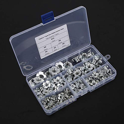 T Nuts, Flat Head Threaded Insert Nut Rivnut Set, Four Claws Galvanized T Nut Set for Wood, Rock Climbing Holds, Cabinetry