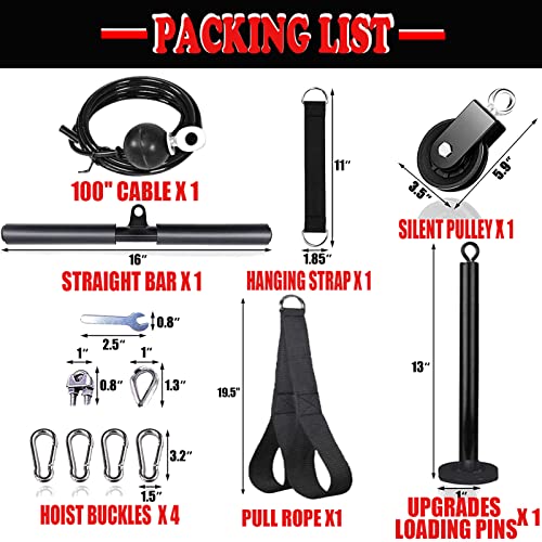 Mtgluk Cable Pulley System Upgraded DIY LAT and Lift Weight Pulley Machine Attachment Home Gym Forearm Wrist Roller for Triceps Pull Downs Biceps Curl Forearm Shoulder - color: Straight + Handlebelt