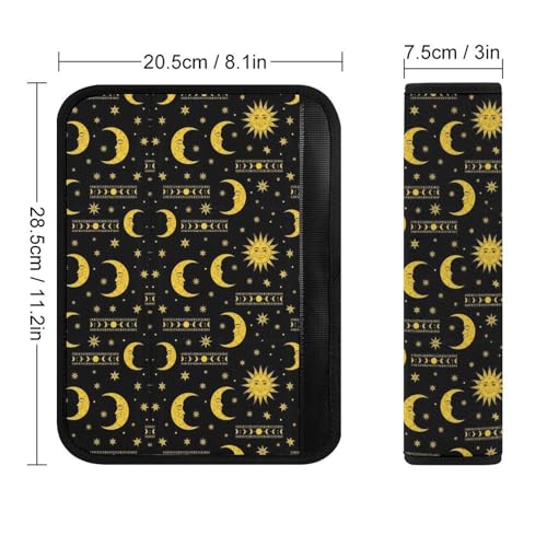 Soft Padded Car Seat Straps Shoulder Pads for Elderly Support, All Vehicles, 1 Pair Sun Moon Celestial Shoulder Protector Anti-Slip Pad - color: Pattern 933