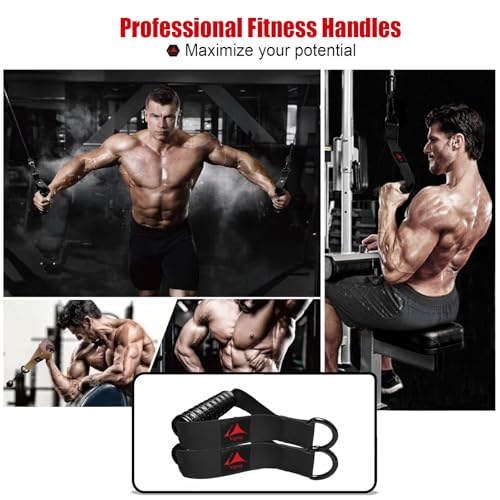 Heavy Duty Gym Workout Handles Attachment for Cable Machine,Resistance Band,Pulley System Home Exercise Equipment, Comfortable and Stronger Grip - color: Carbon Black XR