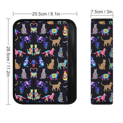 2 Pack Universal Fit Car Seat Belt Pad for Adult Use, All Vehicles, Colorful Tie Dye Cats Seat Belt Covers Cushion, Anti-Slip Pad - color: Pattern 719