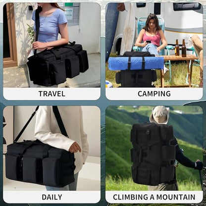 3 In 1 Military Duffel Bag 50L Gym Bag for Men Convertible Weekender Backpack for Sports Travel Basketball - color: 50L-Black