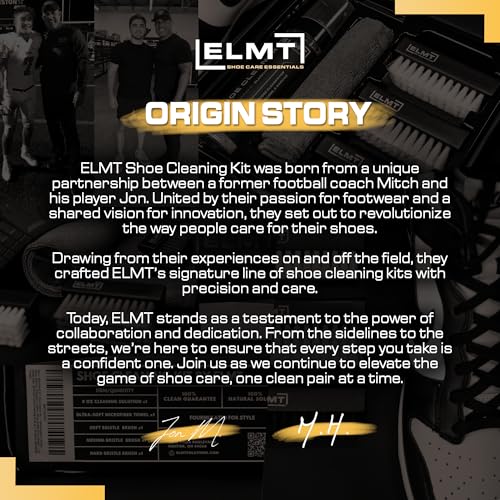 Blackline ELMT Shoe Cleaner Kit — Ideal Sneaker, Canvas, Mesh, Nubuck, Sheepskin, Leather, Suede Shoe Cleaner — US-Made, Safe, 10X Potent Shoe Cleaning Kit (8 oz Solution, 3 Brushes, Microfiber Towel)