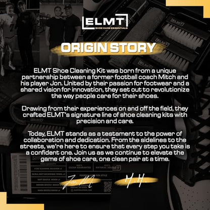 Blackline ELMT Shoe Cleaner Kit — Ideal Sneaker, Canvas, Mesh, Nubuck, Sheepskin, Leather, Suede Shoe Cleaner — US-Made, Safe, 10X Potent Shoe Cleaning Kit (8 oz Solution, 3 Brushes, Microfiber Towel)