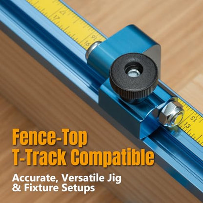 POWERTEC 3" Fence Flip Stop for Table Saw, Miter Saw, and Drill Press, T Track Accessories for Woodworking, 2PK (71367-P2V) - size: 3" Flip Stop, 2PK