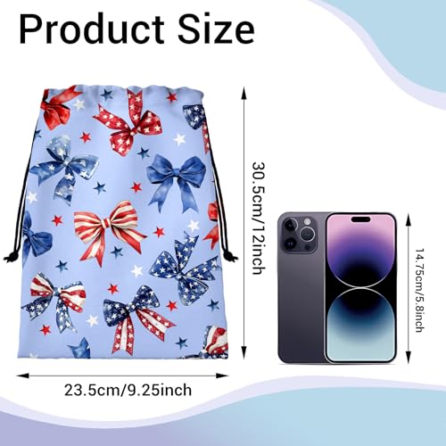 Gymnastics Grip Bag Lightweight Small Drawstring Grip Bags for Gymnasts - color: Bowknot Stars-blue