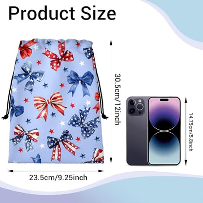 Gymnastics Grip Bag Lightweight Small Drawstring Grip Bags for Gymnasts - color: Bowknot Stars-blue