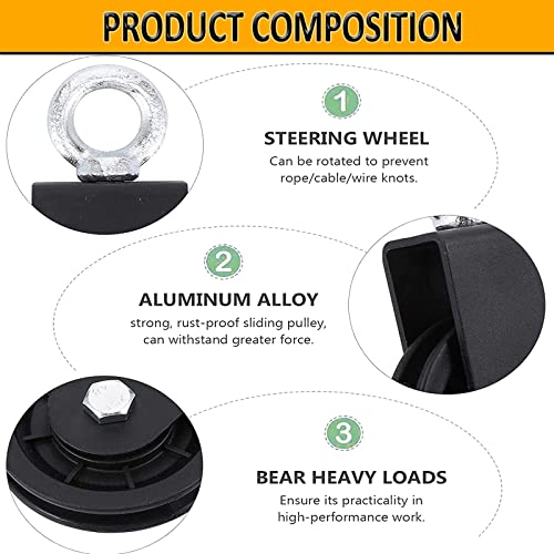 Home Gym Pulley Cable System,Silent Weight Cable Machine Attachment for Lat Pulldowns Tricep Extensions Heavy Duty Coated Steel Wire,Easy DIY Setup with Hanging Strap Carabiners Ideal for Small Spaces - color: 1 Pulley+1 Straps+1 Carabiner+79in Cable 1pcs