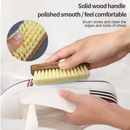 MAXIMILIAN Shoe Shine Brush Kit 3Pcs Suede Brush Solid Wood Shoe Brushes | Horsehair Shoe Brush for Polishing,Crepe Suede Brush,Leather&Suede&Nubuck Shoe Cleaning kit,Remove Stains Spots Restore Suede