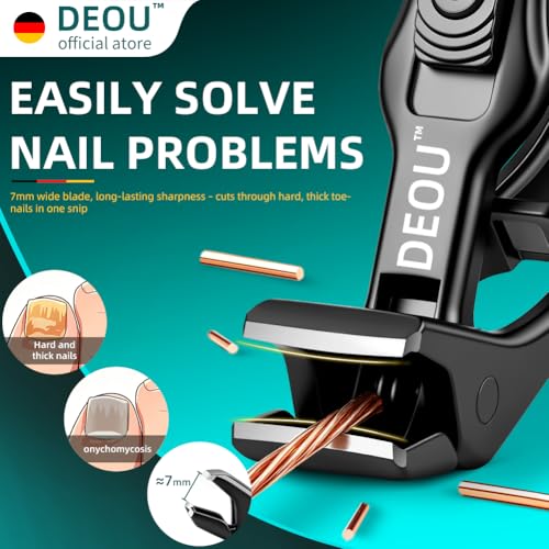 DEOU Toenail Clippers for Seniors Thick Toenails, Long Handle Large Toe Nail Clippers with Wide Jaw Opening, Sharp Heavy Duty Nail Cutter for Men Women Elderly