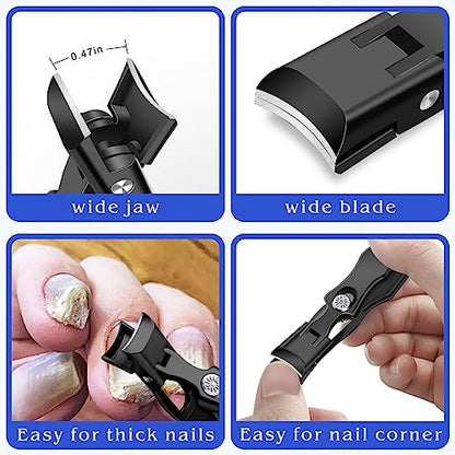 German Nail Clippers for Men with Catcher | Heavy Duty Toe Nail Clippers for Thick Nails Seniors, Ultra Sharp Fingernail Clippers, Anti Splash Nail Cutter - style: Thick Nail Clipper with Catcher