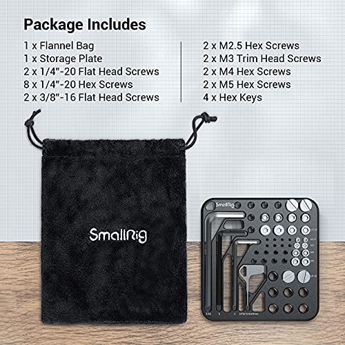 SMALLRIG 20Pcs Screws Hex Key Plate,1/4"-20, 3/8"-16, M2.5, M3, M4, M5 | Include 1/4"-20, 3/8"-16, M2.5, M3, M4, M5,hex keys