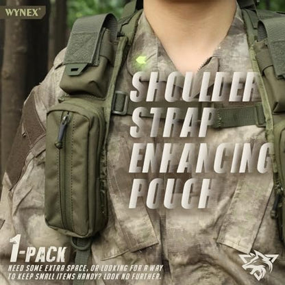 WYNEX Molle Accessories Pouch of Double Zipper Pocket Version, Backpack Strap Pouch Shoulder Strap Molle Attachment Tactical Accessories Bag Shoulder Starps Zipper Pocket Additional Phone Holder - color: Range Green-1Pcs