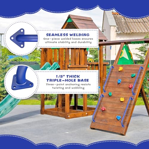 SELEWARE 42" Blue Metal Playground Handles Playset Grab Bars Ladder Handle | 500LB 2Pcs Heavy Duty Steel Kids Playground Handles for Indoor/Outdoor Ladder Handrail Swing Set Treehouse Rock Climbing Wall - color: E: 42"-2 Pcs-blue