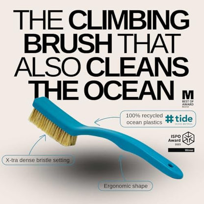 8BPLUS Climbing Brush made of 100% Recycled Ocean Plastic | Dense Boar Hair Bristles, Extremely Durable, Ergonomic Grip | Boulder Brush for cleaning Climbing Chalk and Climbing Holds | Ships as 1pcs
