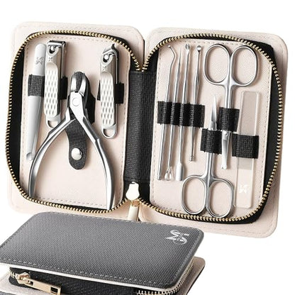 11PCS Manicure Set – Professional 11-in-1 Manicure Pedicure Kit, Premium Stainless Steel Nail Clippers, Nail Grooming Kit, with Portable Textured Travel Case, Luxury Gift Set for Woman& Man. - size: 11PCS