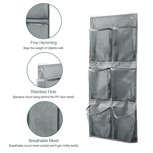 2 Pack Hanging Shoe Organizer for Closet,6 Mesh Pockets Wall Mounted Shoes Rack,Hanging Over the Narrow Door Shoe Organizer for RV Camper,Travel Camping,Cruise Ship,Dorm,Guest Room(Grey) - size: 2 PCS