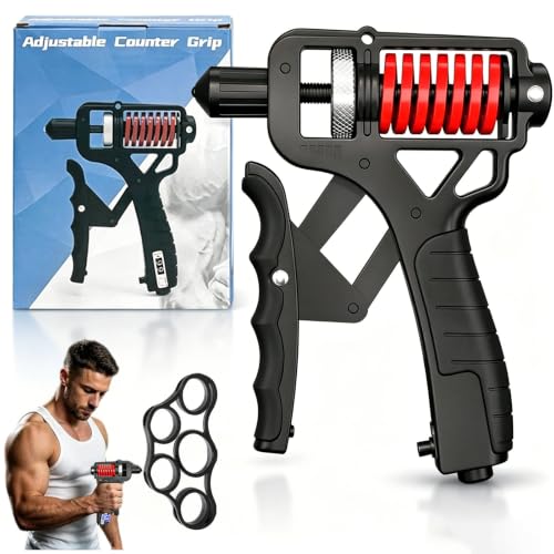 Adjustable Hand Grip Strengthener - Adjustable Resistance Hands Grip Strengthener, 11–364 LB Adjustable Electronic Grip Strength Trainer Build Forearm Strength - color: Black+Mechanical