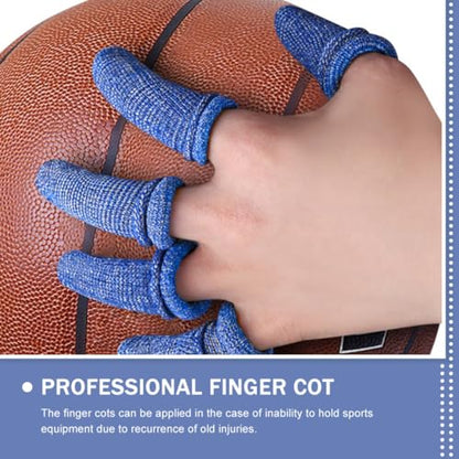Cabilock 10pcs Blue Breathable Sports Finger Sleeves Soft Elastic Finger Protectors Support Bandages for Outdoor Recreation and Injury Prevention
