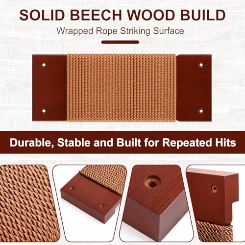 SiliFine 14.5" x 5" Wall Mount Makiwara, Solid Beech Wood Punching Board, Pre-drilled Holes for Easy Wall Mount, Martial Arts Training Equipment, Home Gym Garage Dorm (Brown)