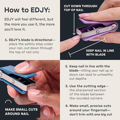 EDJY Fingernail Cutter - Precision Stainless Steel Nail Cutter for Fingernails | Sharp Blade, Ergonomic Design, Durable & Rust-Resistant | Ideal for Men and Women EDJY Blue | 2-Pack - color: Edjy Blue (2-pack)