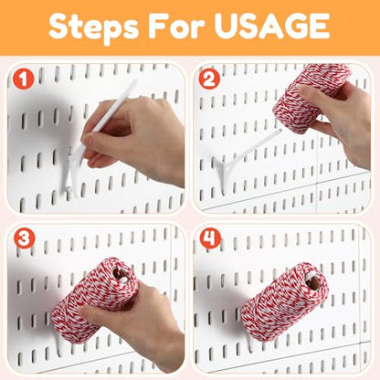 Geelin 20 Pcs White Pegboard 45° Spool Hooks Compatible with IKEA Skadis Pegboard Accessories Display Hook Organizer for Craft Embroidery Sewing Thread Tape Paper Rolls - color: White