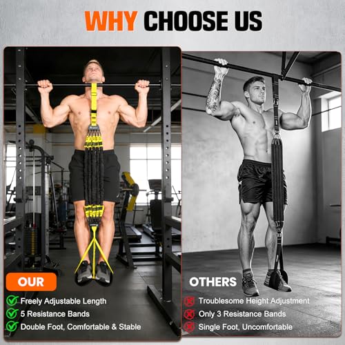 SERTT Adjustable Pull Up Assistance Band, Heavy Duty Assisted Pull Up Bands Support 375lbs, Upgrade Pull Up Bar Resistance Band for Assist Pullup Home Gym Strength Training - color: Yellow