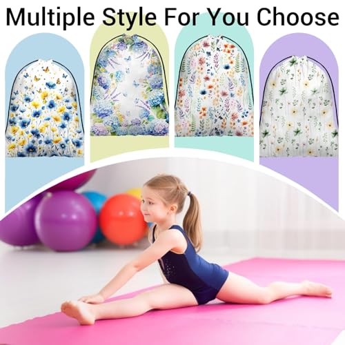 Gymnastics Grip Bag Lightweight Small Drawstring Grip Bags for Gymnasts - color: Hydrangeas Butterflies Blue