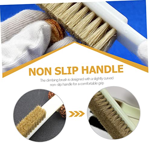 2Pcs Climbing Brush Set Boars Hair and Sturdy Handle for Rock Cleaning Portable Bouldering Tool for Outdoor Sports