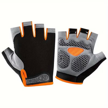Breathable Half Finger Gloves – Silicone Anti-Slip Palm for Cycling, Gym, Weightlifting & Climbing, Callus Protection - color: Lcsst01 Black, size: X-Large