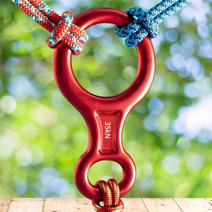TRIWONDER Rescue Figure 8 Descender, 35kN 50kN Aluminum Rappelling Belay Gear Climbing Rigging Plate Downhill Equipment Heavy Duty - color: 02 Red - 35kN - 1 Pack