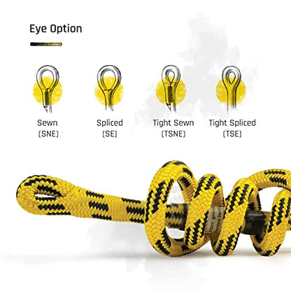 Pelican Rope 24-Strand 7/16 in (11 mm), USA Made Arborist Rope - 5,400 lb MBS - Static Climbing Rope - Lightweight - Arborist-24™ - 150 Ft - Tight Spliced Eye - Yellow Black - size: 150 ft, style: Tight Spliced Eye
