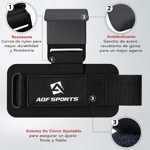 AQF Weight Lifting Hooks (Pair) - Neoprene Padded Wrist Strap for Deadlift - color: Gray