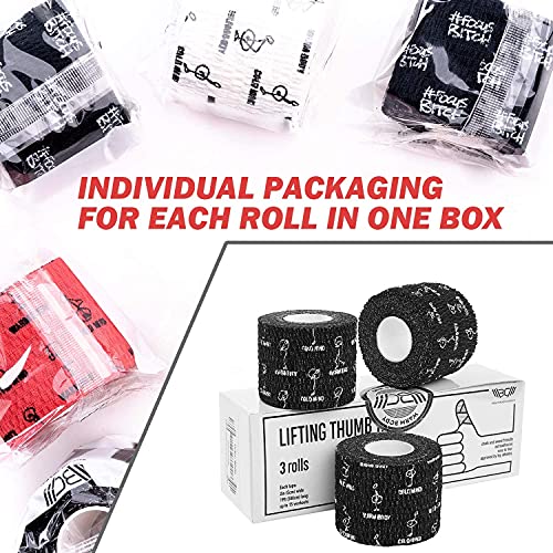 WARM BODY COLD MIND 1.85" Weightlifting Thumb Tape - Hook Grip Tape for Powerlifting, Cross Training, Gym Tape, Workout, Weight Lifting Tape, Athletic Finger Wrap (Mix V2 3 Rolls) - color: 3 Rolls Mix V2