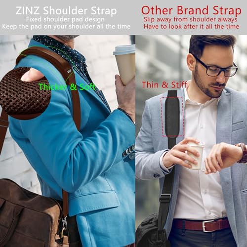 ZINZ Shoulder Strap 78" Universal Handbag Strap with Ultra-thick Fixed Padded and Dual Balanced Adjustable Buckles Shoulder Crossbody Strap for Briefcase Messenger Bag Laptop bag Luggage，Brown - color: Brown