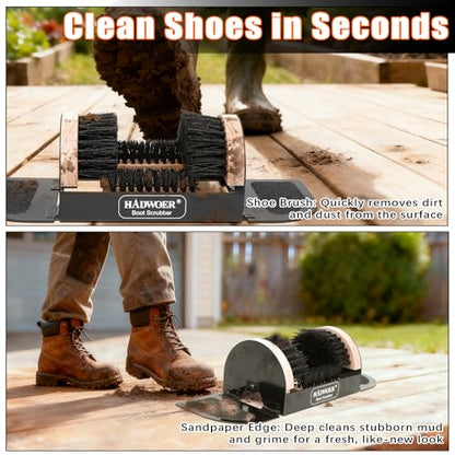 Hadwoer Boot Brush Scraper Outdoor – Heavy Duty Boot Scrubber & Shoe Cleaner Brush with Sturdy Bristles – Resistant Boot Cleaner for Mud, Dirt & Snow – Durable Outdoor Boot Scrapers with Brushes