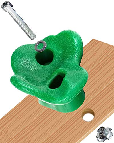 25 Pcs Colourful Pig Nose Shape Rock Climbing Holds with Blue & Green Auxiliary Handles, Indoor Outdoor Playground Wooden Play Set Build Exercise Toy Accessory - Mounting Hardware Kit Included