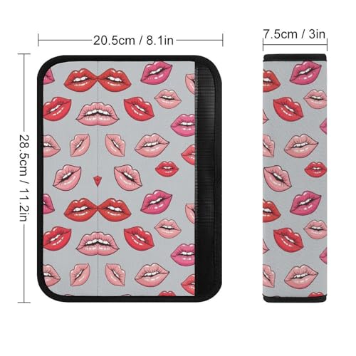 Universal Soft and Comfortable Car Seat Straps Shoulder Pads for Adult Use, Stroller Pushchair High Chair, 2PCS Lips Prints Kiss Lipstick Mouth Red Harness Pads Strap - color: Pattern 926