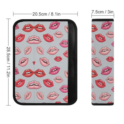 Universal Soft and Comfortable Car Seat Straps Shoulder Pads for Adult Use, Stroller Pushchair High Chair, 2PCS Lips Prints Kiss Lipstick Mouth Red Harness Pads Strap - color: Pattern 926