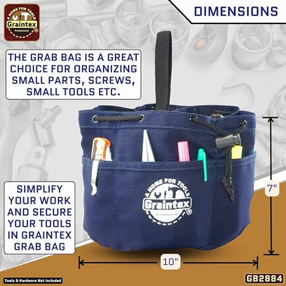 Graintex 18 Pockets Grab Bag Rip-stop Canvas Drawstring Closure, Small Part Organizer Pouch, Small Tools, Screws, Parts, Parachute Tool Bag for Efficient Storage - Navy Blue - color: Navy Blue