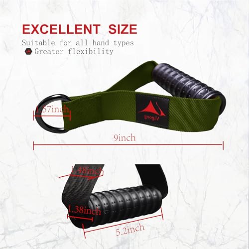 Heavy Duty Gym Workout Handles Attachment for Cable Machine,Resistance Band,Pulley System Home Exercise Equipment, Comfortable and Stronger Grip - color: Military Green XR