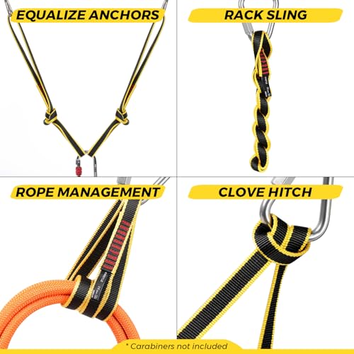 20MM Nylon Climbing Sling Runner 23KN CE2008/EN566 Rock Climbing Webbing Straps for Rock Climbing, Rappelling, Swing, Yoga Hammock etc - size: 60cm/ 24inch |Pack of 6