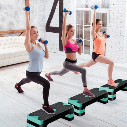HomGarden Adjustable Workout Aerobic Stepper in Fitness & Exercise Step Platform Trainer Stepper w/Risers Adjust 4"-6''-8'' - color: Green