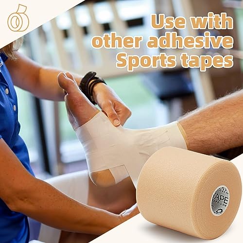 OK TAPE 4 Rolls Black Athletic Tape and 4 Rolls Beige Pre Wrap Tape