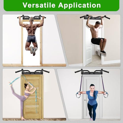 SELEWARE Heavy Duty Welded Pull Up Bar Wall/Joist/Ceiling Mount Chin Up Bar | Multifunctional Pull-up Bars w/Resistance Band Hooks for Home Gym Strength Training, Sturdy Steel Construction Support 500 lb - color: D2: Black Wall Mount Pull Up Bar