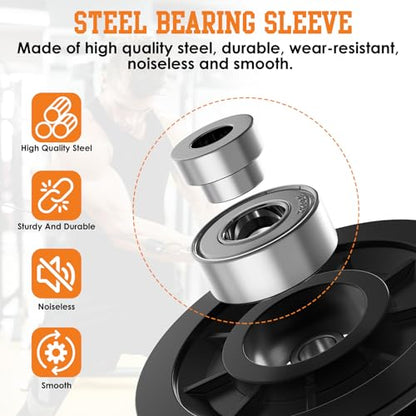 90mm/3.5" Nylon Bearing Gym Pulley Wheel, Universal Exercise Replacement Pulleys for Home Gym Equipment Parts, Cable Machine Accessories, Garage Door Pulley System - color: Black-4pcs