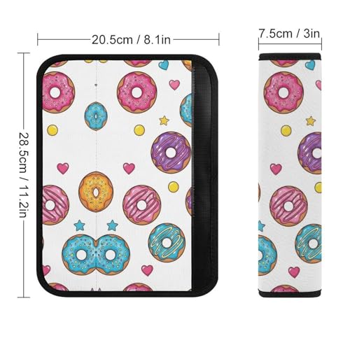 Universal Fit Donuts Stars Heart Car Seat Belt Pad for Elderly Support, Stroller Pushchair High Chair, 1 Pair Shoulder Harness Cover Neck and Shoulder Support - color: Pattern 1267